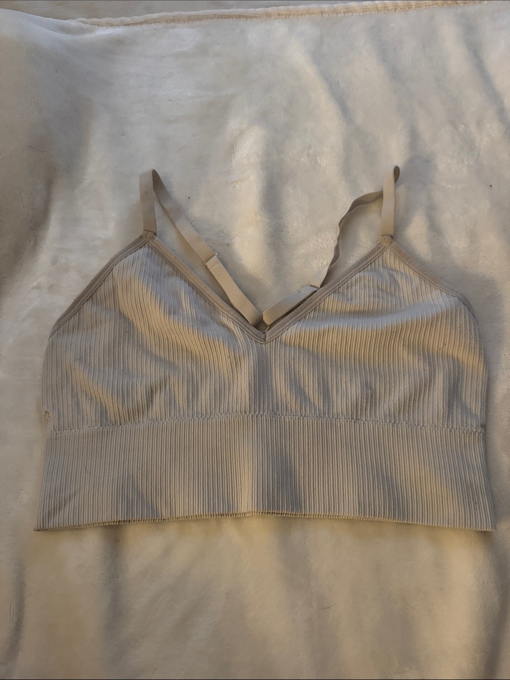 Ribbed Bralette Light Cream size large